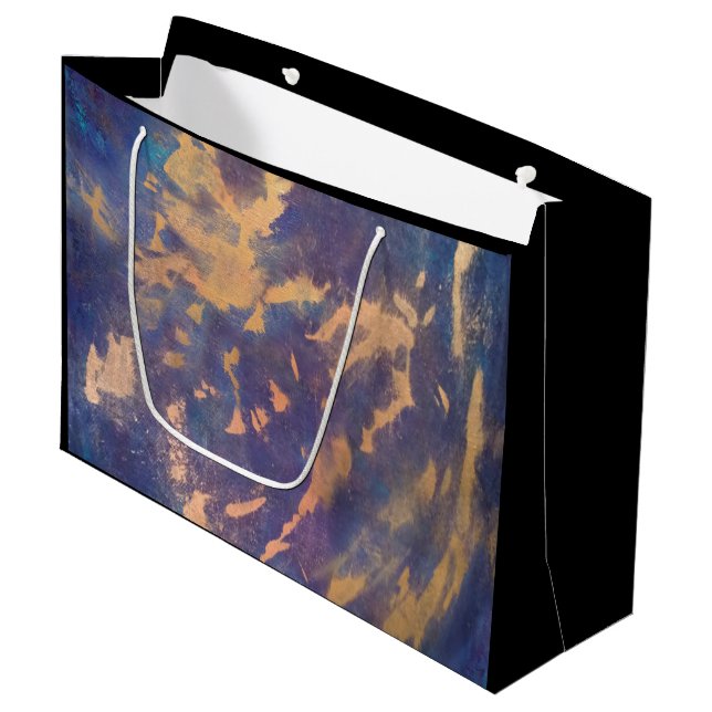 Sacola Para Presentes Grande Partido Quirky | Púrpura Turquesa Azul Dourada Spl (Frente inclinada)