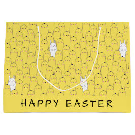 Sacola Para Presentes Grande Páscoa Amarelo de Pintinhos Bonitos