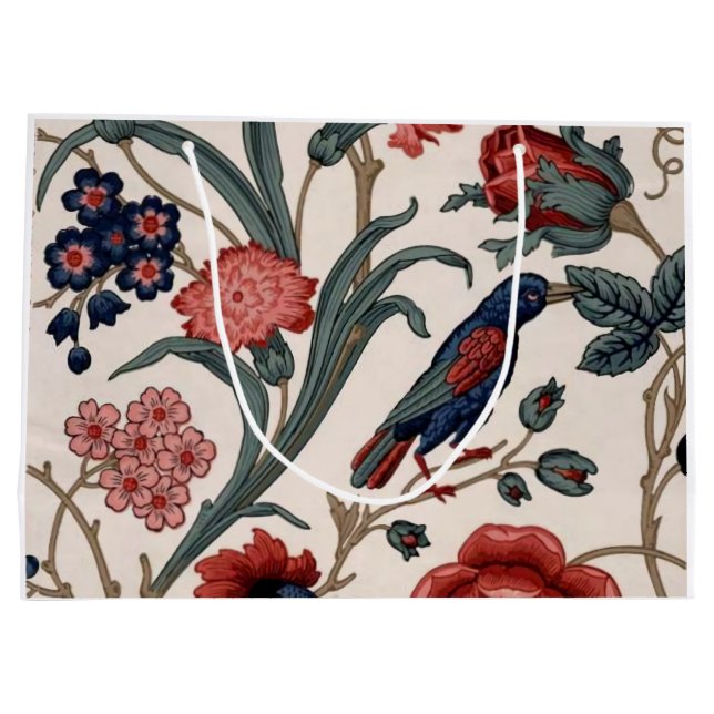 Sacola Para Presentes Grande Pássaro azul e bolsa floral de presente (Verso)