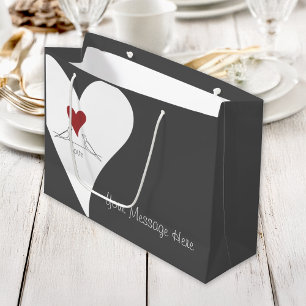 Sacola Para Presentes Grande Pássaros de Amor Simples Modernos Personalizados C
