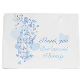 Sacola Para Presentes Grande Pássaros do amor abrem baias azuis boneca