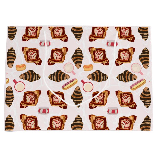 Sacola Para Presentes Grande Pastéis de Café e Lattes (Frente)