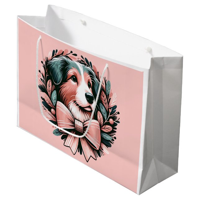 Sacola Para Presentes Grande Pastel Christmas - Shepherd Wreath (Frente inclinada)