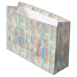 Sacola Para Presentes Grande Pastel Colors Shimmering Iridescent Stripes Patter