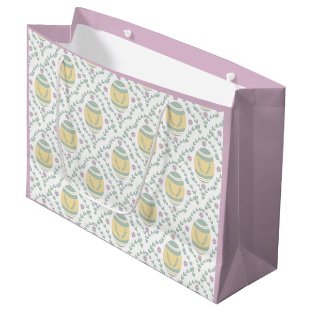 Sacola Para Presentes Grande Pastel Damask Easter Ovos Pattert Bag (Frente inclinada)