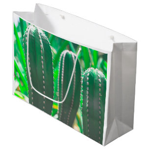 Sacola Para Presentes Grande Pastel de cacto verde deixa pastel
