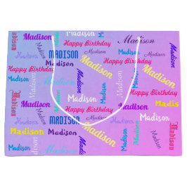 Sacola Para Presentes Grande Pastel de Feliz Aniversário da Garota