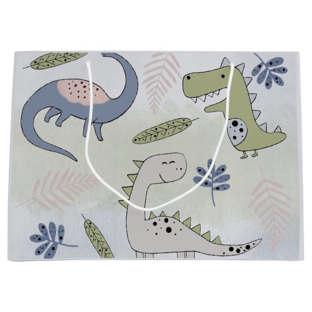 Sacola Para Presentes Grande Pastel Dinosaur (Frente)