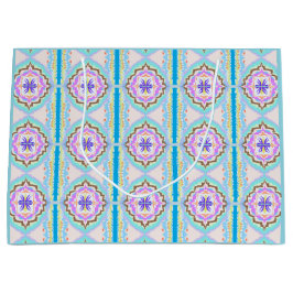 Sacola Para Presentes Grande Pastel Dream Boho Geometric Kaleidoscope