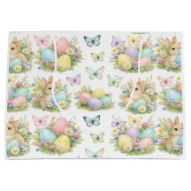 Pastel Easter Eggs & Bunnies Flowers & Butterflies
