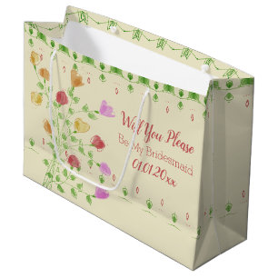 Sacola Para Presentes Grande Pastel Floral Designer Bridesmaid