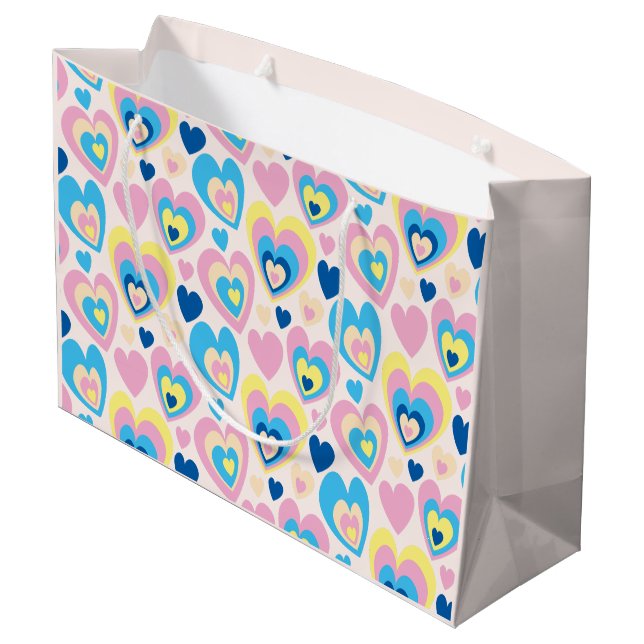 Sacola Para Presentes Grande Pastel Hearts. (Verso inclinado)