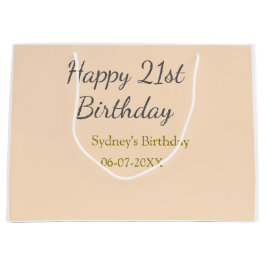 Sacola Para Presentes Grande Pastel orange gray happy 21st birthday name date