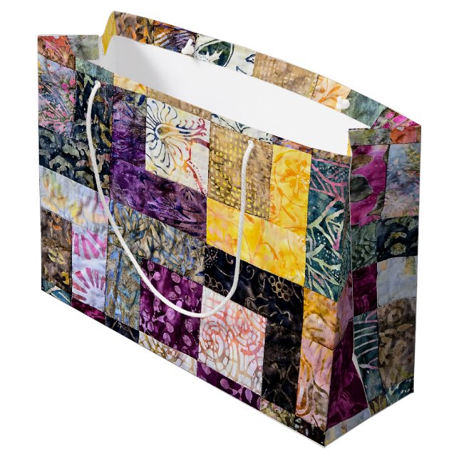 Sacola Para Presentes Grande Patchwork Quilt Pattern (Verso inclinado)