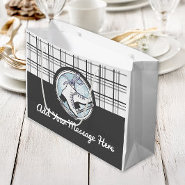 Sacola Para Presentes Grande Patinação Moderna De Gelo Tartan