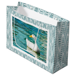 Sacola Para Presentes Grande Pato branco de Pekin - foto da natureza nas