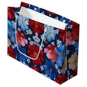 Sacola Para Presentes Grande Pátrio Vermelho Azul Branco Floral (3)