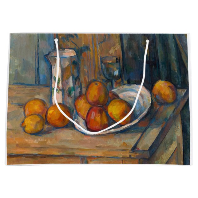 Sacola Para Presentes Grande Paul Cezanne - A Vida Estática com Jug de Leite e  (Frente)