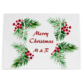 Sacola Para Presentes Grande Pavimento De Pinheiros Com Aquarela Pintada À Mão,