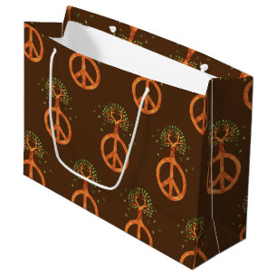 Sacola Para Presentes Grande Paz Para Árvores - Coração De Potência Flor 1