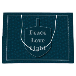Sacola Para Presentes Grande Peace Love Light Dreidel Star Snowflakes