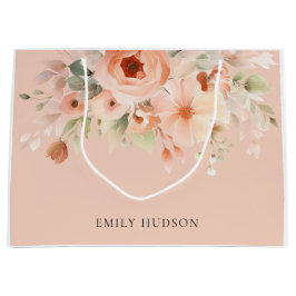 Sacola Para Presentes Grande Peach Boho Floral