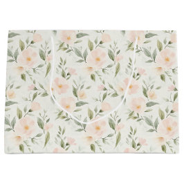 Sacola Para Presentes Grande Peach Floral Bridal Shower