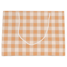 Peach White Checkered Gingham Patterno