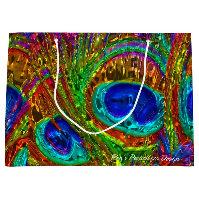 Sacola Para Presentes Grande Peacock Feather Glass Art 1° (Frente)