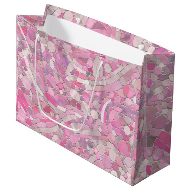 Sacola Para Presentes Grande Pebbles Mosaico Art - Rosa Blush Pink (Frente inclinada)