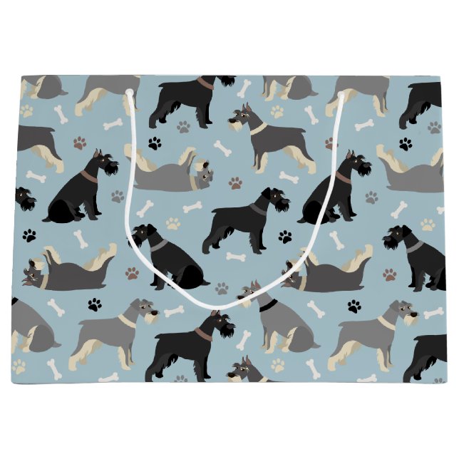 Sacola Para Presentes Grande Peças e Ossos Schnauzer (Frente)