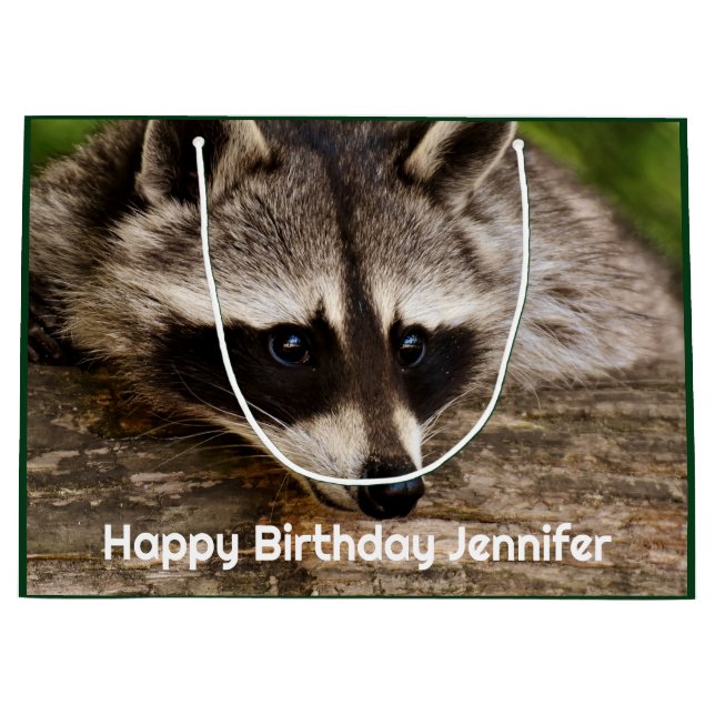 Sacola Para Presentes Grande Pedaço de guaxinim em um registro (Frente)