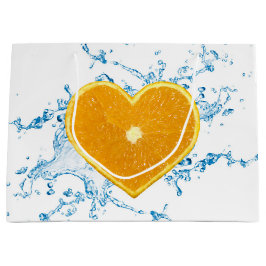 Sacola Para Presentes Grande Pedaço de Laranja Forma Cardíaca