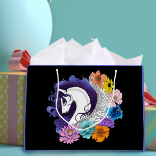 Sacola Para Presentes Grande Pegasus Preto Floral