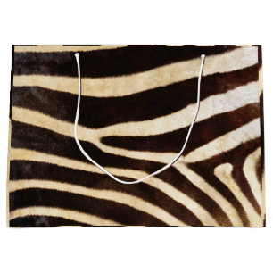 Sacola Para Presentes Grande Pele Animal Zebra Safari Brown Whit Black