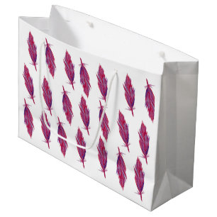 Sacola Para Presentes Grande Penas Cobra Vermelha Cor d'água Pinta Rosa Bag