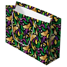 SACOLA PARA PRESENTES GRANDE PENAS DE GRAS MARDI DOURADAS VERDE PURPAS