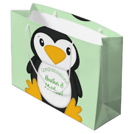 Sacola Para Presentes Grande Penguin Chá de fraldas Green