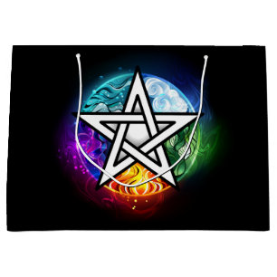 Sacola Para Presentes Grande Pentagrama do Wiccan