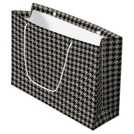 Sacola Para Presentes Grande Pepita Clássica Houndstooth, Cinza Negra