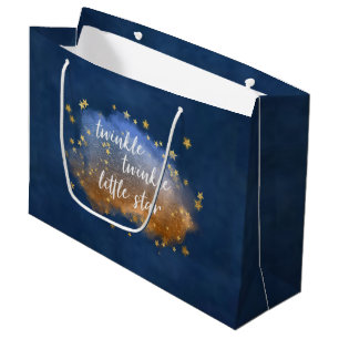 Sacola Para Presentes Grande Pequena Estrela Brilhante   Marinho Azul Cobre Dou
