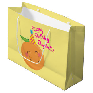 Sacola Para Presentes Grande Pequena Festa de aniversário Cutie Tangerine