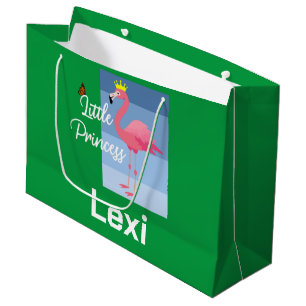 Sacola Para Presentes Grande Pequena Princesa Rosa Flamingo Design - Gift Bag