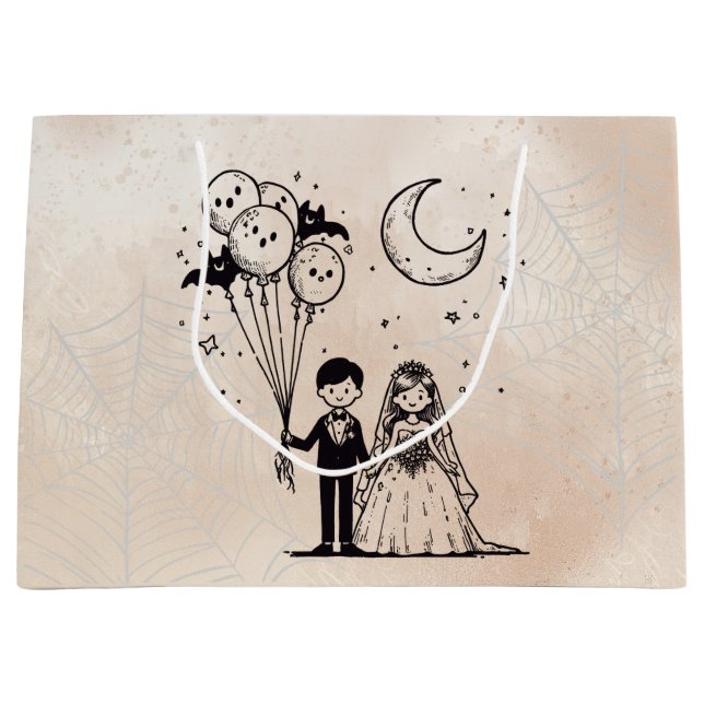 Sacola Para Presentes Grande Pequeno Casal Spooky (Frente)