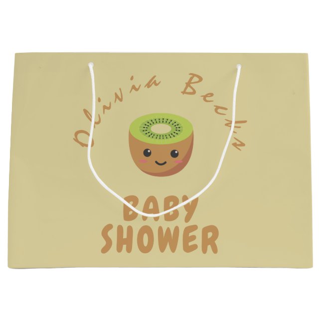 Sacola Para Presentes Grande Pequeno Chá de fraldas Cutie Kiwi (Frente)