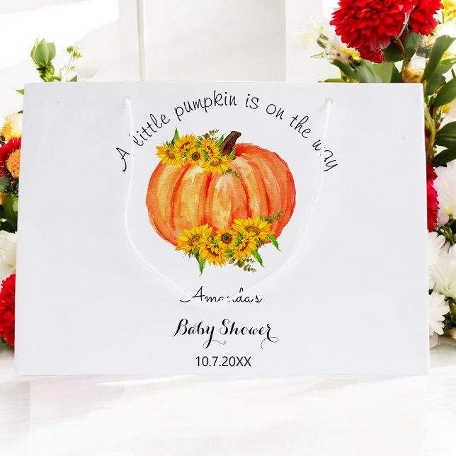 Sacola Para Presentes Grande Pequeno Chá de fraldas de Abóbora (Criador carregado)