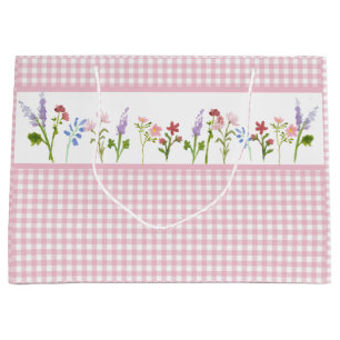 Sacola Para Presentes Grande Pequeno Gingham Rosa Rosa Gingham Cheque Gift Bag