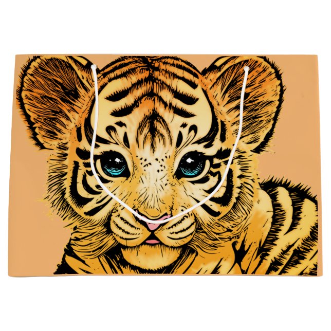 SACOLA PARA PRESENTES GRANDE PEQUENO TIGRE (Frente)