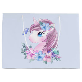 Sacola Para Presentes Grande Pequeno Unicórnio Bonito e Mágico com Olhos Grande