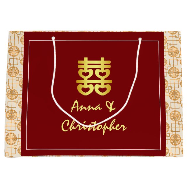 Sacola Para Presentes Grande Peranakan tradicional do casamento chinês (Frente)